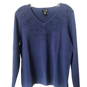 East 5th Long Sleeve Embellished Sweater Blue L